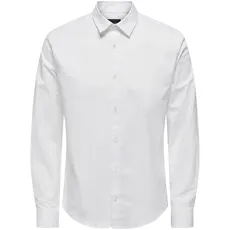 ONLY & SONS Herren Freizeit Hemd ONSANDY Slim Fit XS-XXL Schwarz Weiss Blau, Größe:L, Farbe:White 22026000
