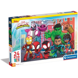 Clementoni - 24249 - Supercolor Puzzle - Marvel Spidey and His Amazing Friends - Puzzle 24 Maxi-Teile Ab 3 Jahren, Buntes Kinderpuzzle Mit Besonderer Leuchtkraft & Farbintensität