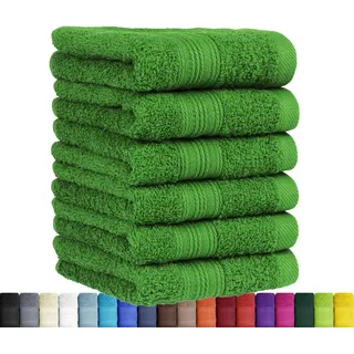 BaSaTex - 6er Pack Handtuch Set für Gäste - Handtücher mit Aufhängeschlaufe aus weicher Baumwolle in 30x50 cm - Gästetücher für die Händereinigung Öko-Tex Standard 100 Zertifiziert - Dunkelgrün