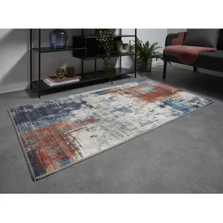LUXOR LIVING Polino Kurzflorteppich 80 x 150 cm Blau/Koralle