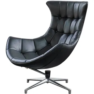 KAWOLA Drehsessel Skio Leder 87 x 99 x 89 cm Schwarz