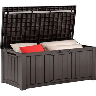 YITAHOME Gartenbox Wasserdicht, 450 Liter Groß Outdoor Garten Auflagenbox, Abschließbarem kissenbox Wetterfest Garten Aufbewahrungsbox mit Seitengriffen für Gartengeräten Poolzubehör, Braun
