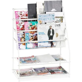 Relaxdays Zeitschriftenregal Metall, Gitter 81 cm, , 67x81x37 cm , Wohnzimmer, Kleinmöbel, Zeitungsständer