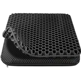 HSSGGV Gelsitzkissen, Orthopädisches Sitzkissen, Sitzkissen für bürostuhl –Weich und bequem mit waschbarem, rutschfestem Stoffbezug,Geeignet für Bürostühle, Rollstühle, Autositze usw(Schwarz)