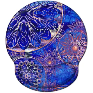Ergonomische Unterstützung für die Handgelenkstütze der Mausmatte, ToLuLu Gel-Mauspad mit rutschfestem Memory Foam-Mauspad auf Gummibasis, Maus-Handgelenkstütze zur Schmerzlinderung am, blaues Mandala