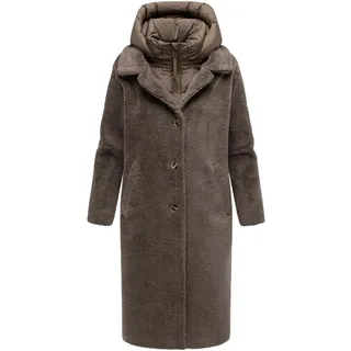 Wintermantel NAVAHOO "Wintermantel Teddyzauber 14", Damen, Gr. XS, braun (stone braun), Obermaterial: 100% Polyester PES.  Obermaterial: Futter: 100% Polyester PES. 100% Polyester PES., Mäntel Wintermantel