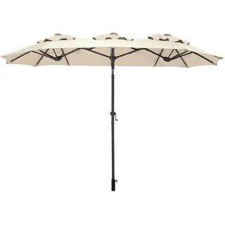 2.05 Drei Kuppel Sonnenschirm 300 x 150 cm - knickbar / Kurbel - Farbe: Natur