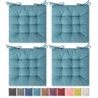 SQUARE MOON 4 Stück Sitzkissen, Stuhlkissen, Bequeme Stuhlpolster, Stuhlmatte für drinnen, draußen, Esszimmerstuhl, Bürostuhl, Schreibtischstuhl (40,6 x 40,6 cm × 4 Stück, Ozean)