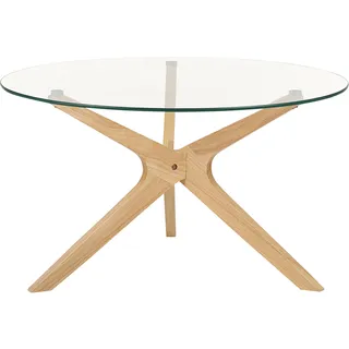 Beliani Couchtisch Transparent Hellbraun Gummibaumholz 80 x 46 cm