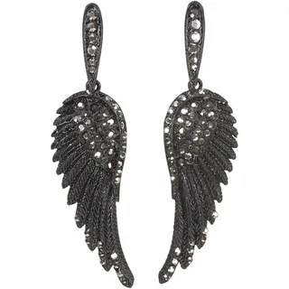 Paar Ohrstecker FIRETTI "Flügel-Design", schwarz (schwarz, silberfarben), Ohrringe, Damen, Materialmix, Paar Ohrstecker, mit Glasstein