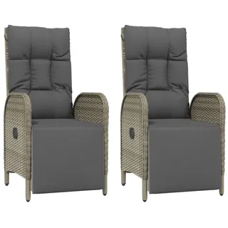 vidaXL Polyrattan Relaxsessel 57 x 62,5 x 109 cm schwarz 2 St. inkl. Kissen