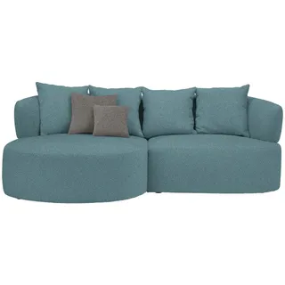 Hom`in Ecksofa , Petrol , Kunststoff , Füllung: Faserbällchen, Silikon, Schaumstoffflocken,Faserbällchen, Silikon, Schaumstoffflocken , Ottomane links, L-Form , 235x166 cm , Typenauswahl, Stoffauswahl, seitenverkehrt erhältlich, Hocker erhältlich, Rücken echt , Wohnzimmer, Sofas & Couches, Wohnlandschaften, Ecksofas