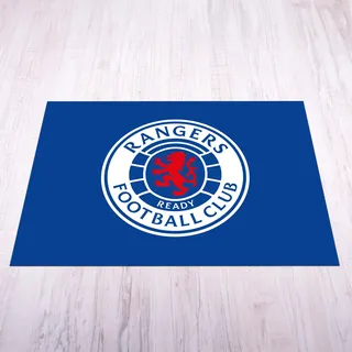 Licensed Décor Vinyl-Fußmatte, Rangers Football Club, Größe XL, 200 cm (B) x 150 cm (H), farbiges Wappen auf der Marke, Blau