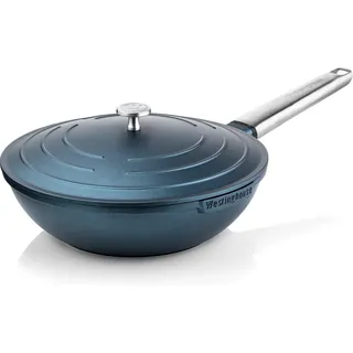 Westinghouse PERFORMANCE SERIES Wok Pfanne mit Deckel, Beschichtete Pfanne 28 cm mit Edelstahl-Griff, Bratpfanne Induktion, Für jeden Herd, Non Stick Pan, Ofenfest & Spülmaschinenfest, Blau