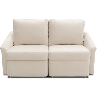 DOMO. collection Sofa Relax, 2-Sitzer Dauerschläfer, Boxspring Couch mit Schlaffunktion, Schlafsessel, Gästebett, Schlafsofa 168 x 96 x 86 cm (BxTxH), Creme