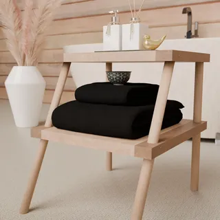 PETTI Artigiani Italiani - Badetücher aus 100% Baumwoll-Frottee, Handtuch-Set 1 + 1, 2 Stück, 1 Gesichtshandtuch und 1 Handtuch, Schwarze Handtücher