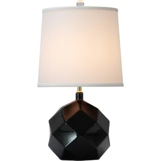 Fine Asianliving Chinesische Tischlampe Porzellan mit Lampenschirm E27 Orientalische Tischleuchte Keramik Nachttischlampen Schlafzimmer Wohnzimmer - Schwarz