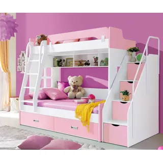 Jugendbett Betten Rosa Kinderbett Doppelstockbett Stockbett Holz Möbel Holz Neu - Rosa