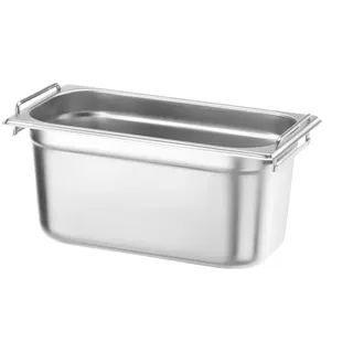 HENDI Gastronormbehälter, mit Griffen, Temperaturbeständig von -40° bis 300°C, Heissluftöfen-Kühl- und Tiefkühlschränken-Chafing Dishes-Bain Marie, 5,7L, GN 1/3, 325x176(H)150mm, Edelstahl