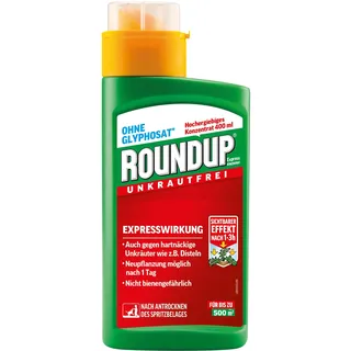 Roundup Unkrautfrei Express Konzentrat Unkrautvernichter, 400 ml für bis zu 500m2 - gegen Unkräuter und Gräser, Ohne Glyphosat