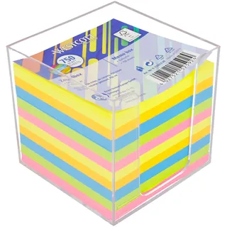 Westcott Notizzettel bunt 750 Blatt in Zettelbox | Notizblock mit 9 x 9 cm großen Blättern in 5 Neon Farben | Stabile Box aus transparentem Kunststoff | FSC-zertifiziertes Papier 75g/m2 | E-1733212 00