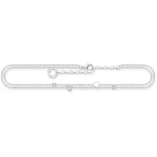 Thomas Sabo Fußkette mit Herzen und weiße Steine Silber 925 Sterlingsilber