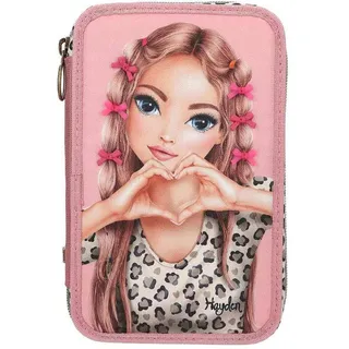 DEPESCHE 13640 TOPModel Leoheart - Gefüllte 3-Fach Federtasche mit Schleifen, Federmappe mit Buntstiften, Schere, Lineal UVM.