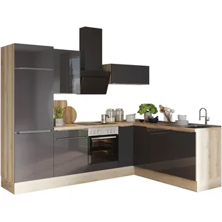 kochstation Winkelküche L-Form 270 cm grau