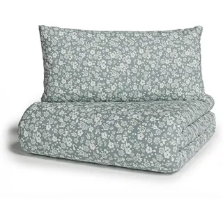 Bettwäsche OTTO HOME "Mariby", grün, B/L: 135cm x 200cm, 1 Stk., 1 Stk., Renforcé, B/L: 40cm x 80cm, 2 Stk., Renforcé, Obermaterial: 100% Baumwolle, Bettwäsche, Bettwäsche, mit feinem Blümchen Design, skandinavisch, romantische Bettwäsche