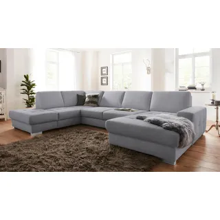 sit&more Wohnlandschaft »Santorini U-Form« mit Federkern und Sitztiefenverstellung, wahlweise mit Bettfunktion, grau