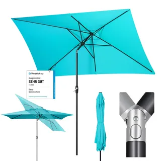 Sekey Aluminum Sonnenschirm mit Kurbel und Knicker, 200 × 300 cm Sonnenschirm Balkon, Rechteckig für Balkon Garten & Terrasse Sonnenschutz UV 50+