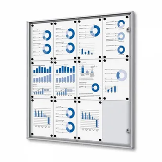 Showdown® Displays Showdown® Abschließbarer Schaukasten Magnetisch 93,1 x 96,3 cm, silber 12 x DIN A4