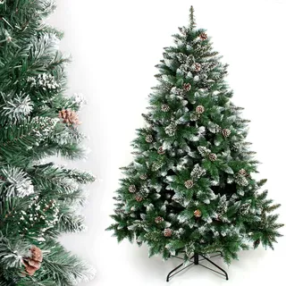 Yorbay künstlicher Weihnachtsbaum Tannenbaum mit Ständer 120cm-240cm für Weihnachten-Dekoration Mehrweg (Weihnachtsbaum mit Schnee, 150cm)