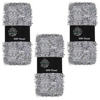 Weihnachtsbaum 3 Packungen 50ft x 3cm (150ft) Lametta Großartig Wert - Silber