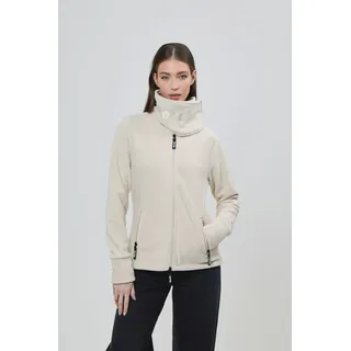 Fleecejacke BENCH. "FUNNEL", Damen, Gr. 38, grau (chalk), Fleece, Obermaterial: 100% Polyester, unifarben, figurbetont, mit Daumenlöchern, Jacken Fleecejacke