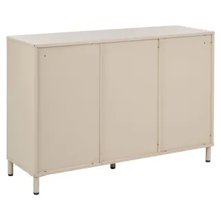 BELIANI Sideboard Beige Stahl Halbhoch Schmal mit Goldenen Griffen 2 Türen 3 Schubladen Abgerundete Ecken s Design Metallschrank - Beige