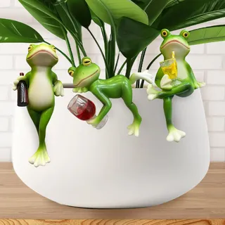 AUNGCSHE Blumentopf Hänger Frösche Deko Figuren Frosch Gartenteich Grün Frosch Blumentopfhänger (3 Stile)