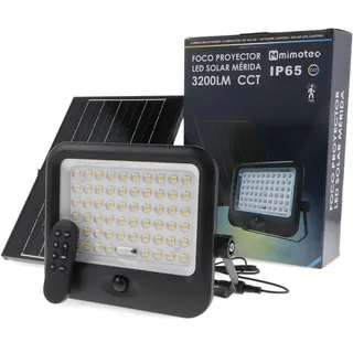 M mimotec -Solar-LED-Strahler für den Außenbereich, 3200 lm, CCT mit PIR-Bewegungssensor, Fernbedienung, IP65, wasserdicht, Hochleistungs-LED-Scheinwerfer für Garten, Garage und Terrasse