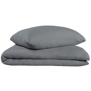 oh cosy Sally Unifarben Dunkelgrau 135 x 200 cm + 80 x 80 cm