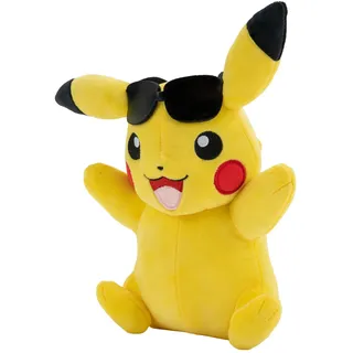 Pokémon PKW3096-20cm Sommer Plüsch - Pikachu mit Sonnenbrille, offizielles Pokémon Plüsch