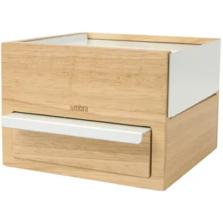 Umbra Schmuckbox , Naturfarben , Holz, Metall , 17x11.2x15.2 cm , Schubladen herausnehmbar , Ordnen & Aufbewahren, Schmuckaufbewahrung, Schmuckschatullen