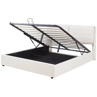 [en.casa] Polsterbett Lunner Doppelbett mit Bettkasten 140 x 200 cm Beige - Beige