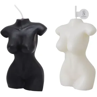 2PCS Körper geformte Kerzen, weibliche Körper Kerze Soja Kerze Duftkerze, Valentinstag Dekoration für Schlafzimmer Badezimmer Ästhetische Dekoration, Heimgebrauch und Geschenk(Weiß und Schwarz)