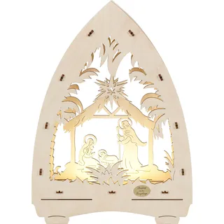 SAICO Original LED Schwibbogen »LED-Lichterspitze, Christi Geburt« für Batteriebetrieb, Timer, LED-Stripe, warmweiß, BxHxT: 21,5x29x5 cm