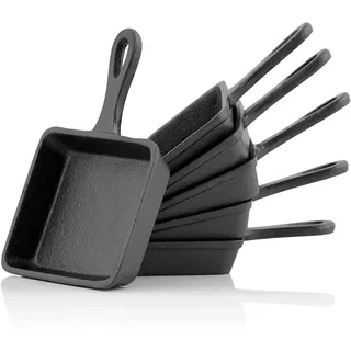 BBQ-Toro Gusseisen Raclette Pfännchen (6 Stück) | 12,5 x 18 cm | bereits eingebrannt - preseasoned | Ersatzpfännchen für Raclette, Servierpfännchen, Grillzubehör, Gusspfanne, Grillpfanne