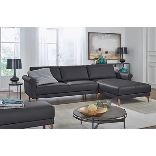 Creation BY ROLF BENZ Ecksofa »CR.450, Designecksofa, L-Form«, Armlehne Schnecke modern Landhaus, Breite 262 cm, Fuß Nussbaum, schwarz