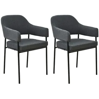 Svita Scarlett 2er Set Esszimmerstühle Armlehnstuhl Polsterstuhl Stoff Grau