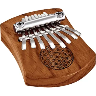 Sonic Energy Mini Kalimba, 8 Töne, Rotes Zebraholz (KL802FOL) | C-Dur, 440 Hz, matt, Blume des Lebens-Relief, Rotes Zebraholz, Stahl