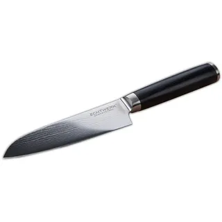 Echtwerk Damast Santokumesser 13 cm Schwarz/Pakka-Holz