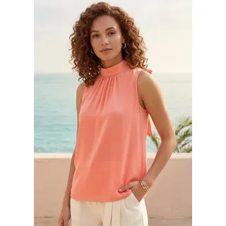 Chiffonbluse LAURA SCOTT, Damen, Gr. 46, coralle, Chiffon, Obermaterial: 100% Polyester. Futter: 100% Polyester, unifarben, figurumspielend hüftlang, hoch geschlossener Ausschnitt, Blusen Chiffonbluse, hoch geschlossener Ausschnitt mit Schleifen-Detail